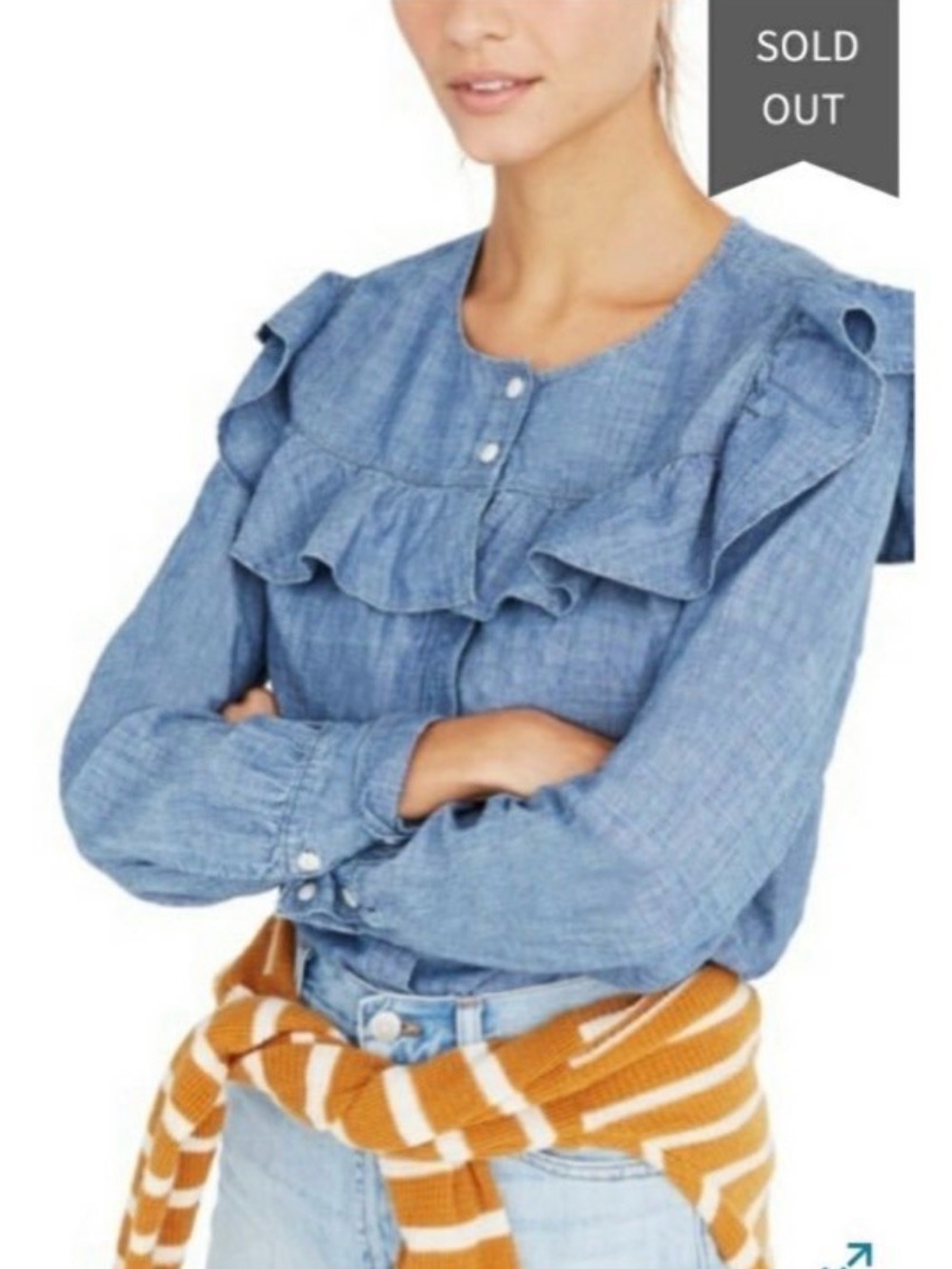 Madewell Ruffled Chambray Button Front Top